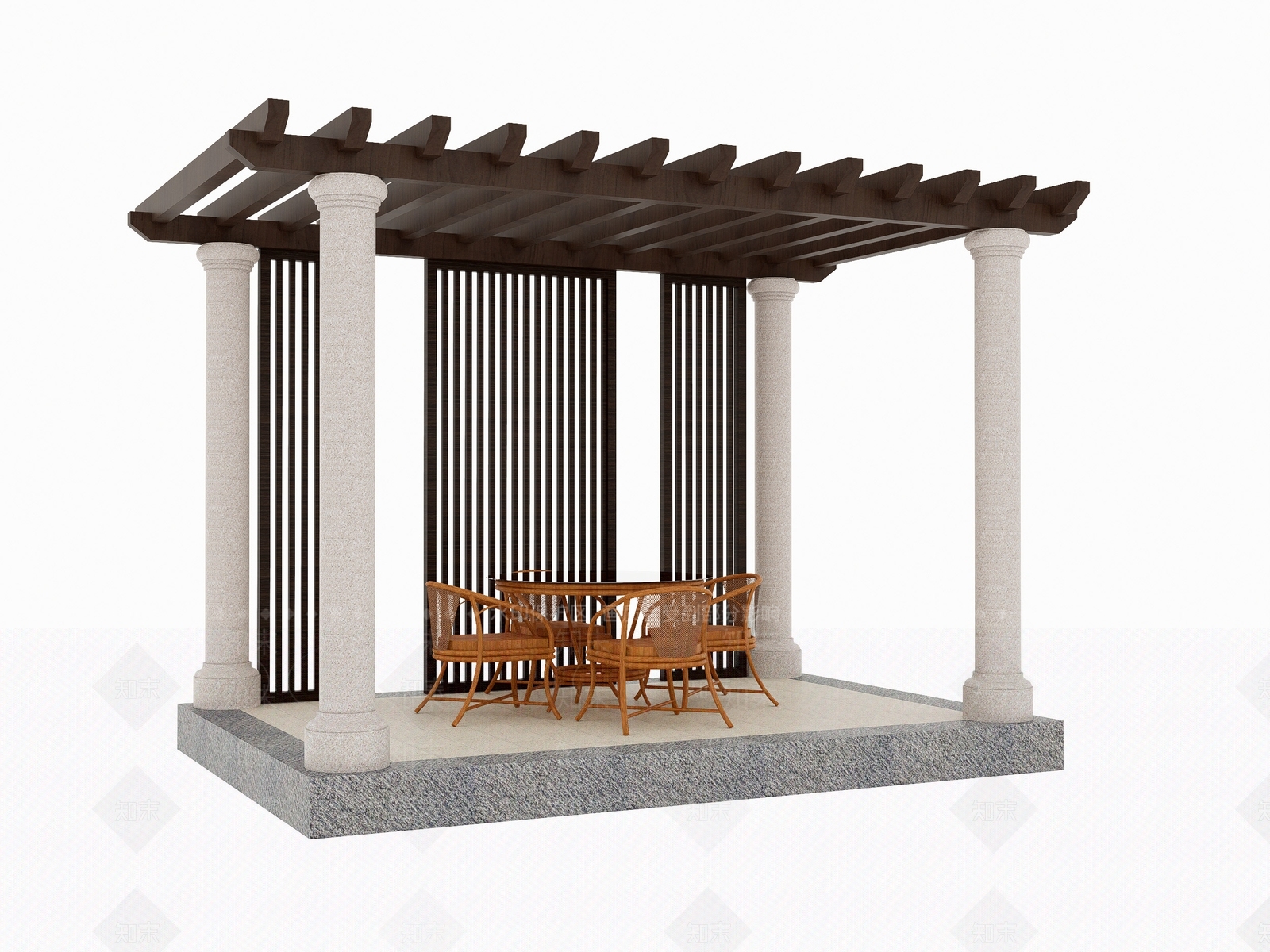 现代花架廊架SU模型下载【ID:1153361079】