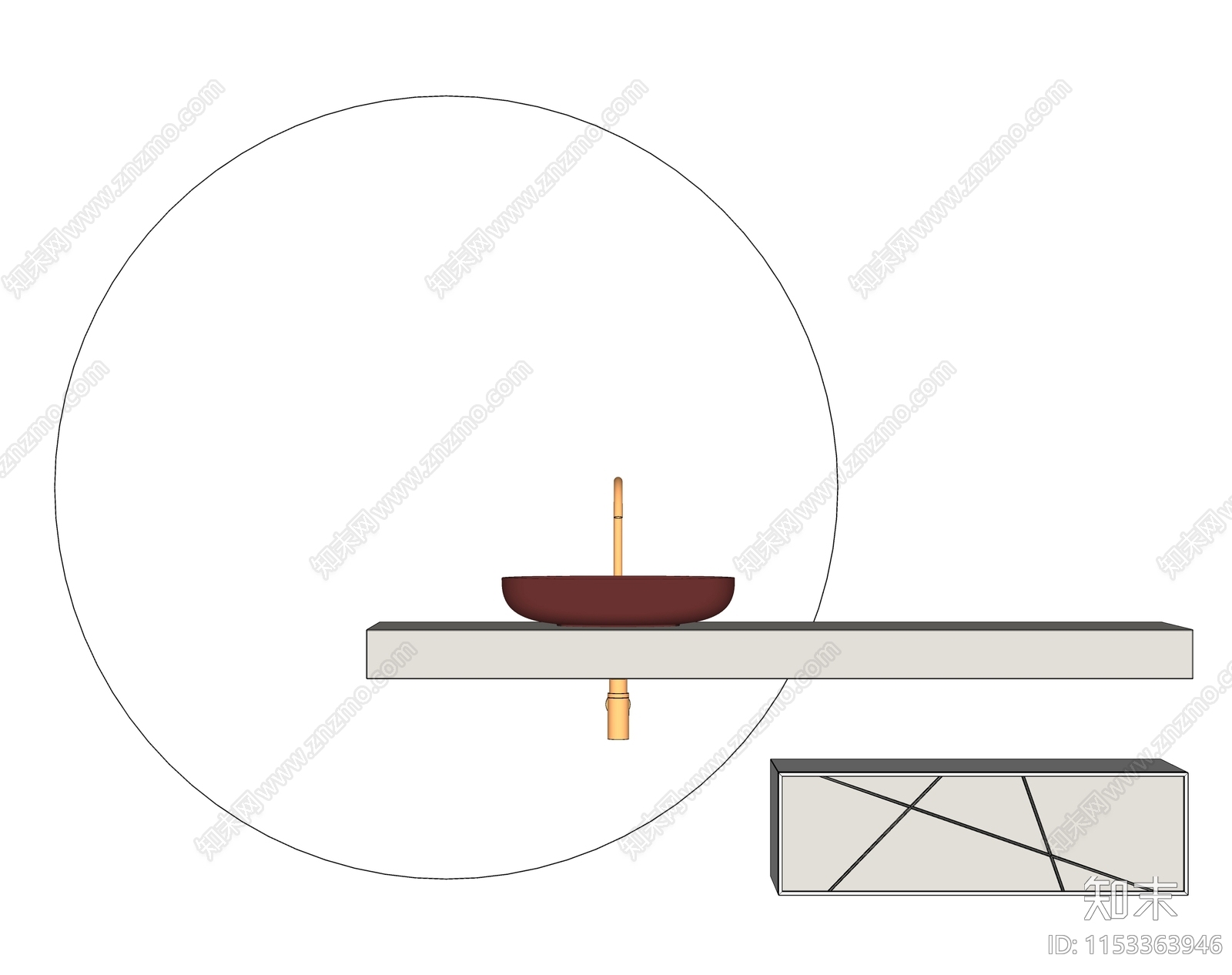 洗手台SU模型下载【ID:1153363946】
