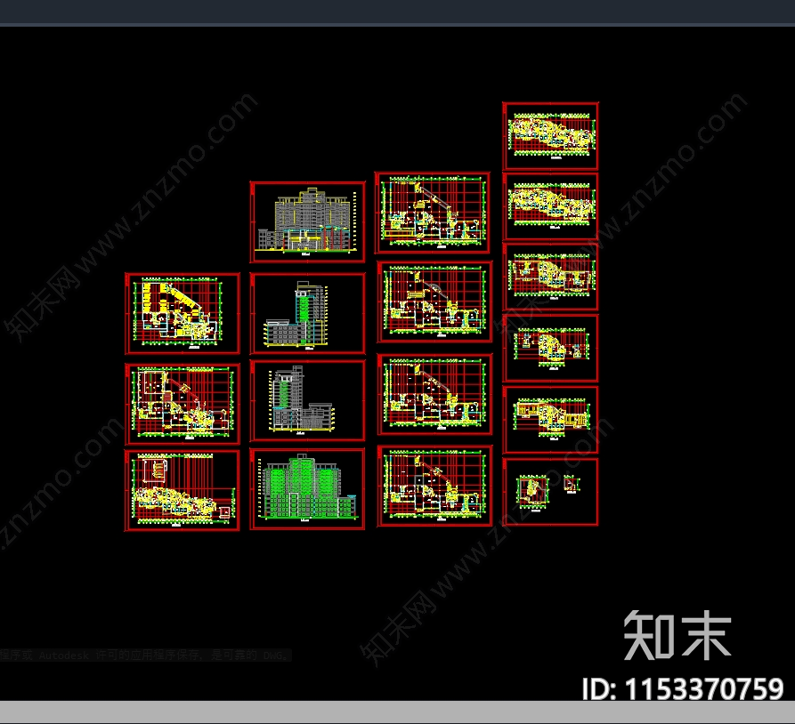 高层住宅建筑cad施工图下载【ID:1153370759】