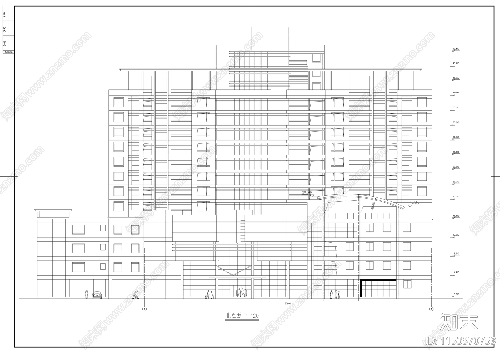 高层住宅建筑cad施工图下载【ID:1153370759】