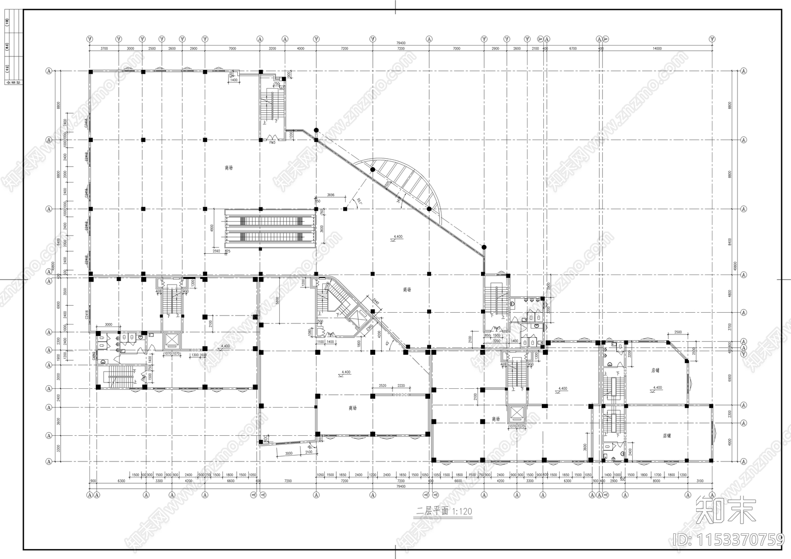 高层住宅建筑cad施工图下载【ID:1153370759】