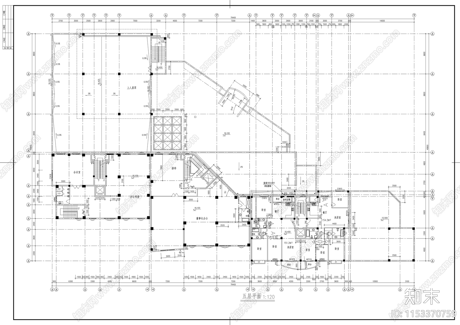 高层住宅建筑cad施工图下载【ID:1153370759】