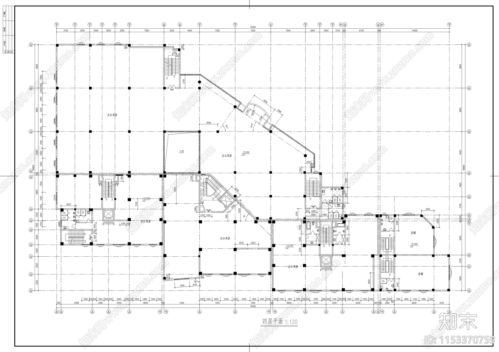 高层住宅建筑cad施工图下载【ID:1153370759】