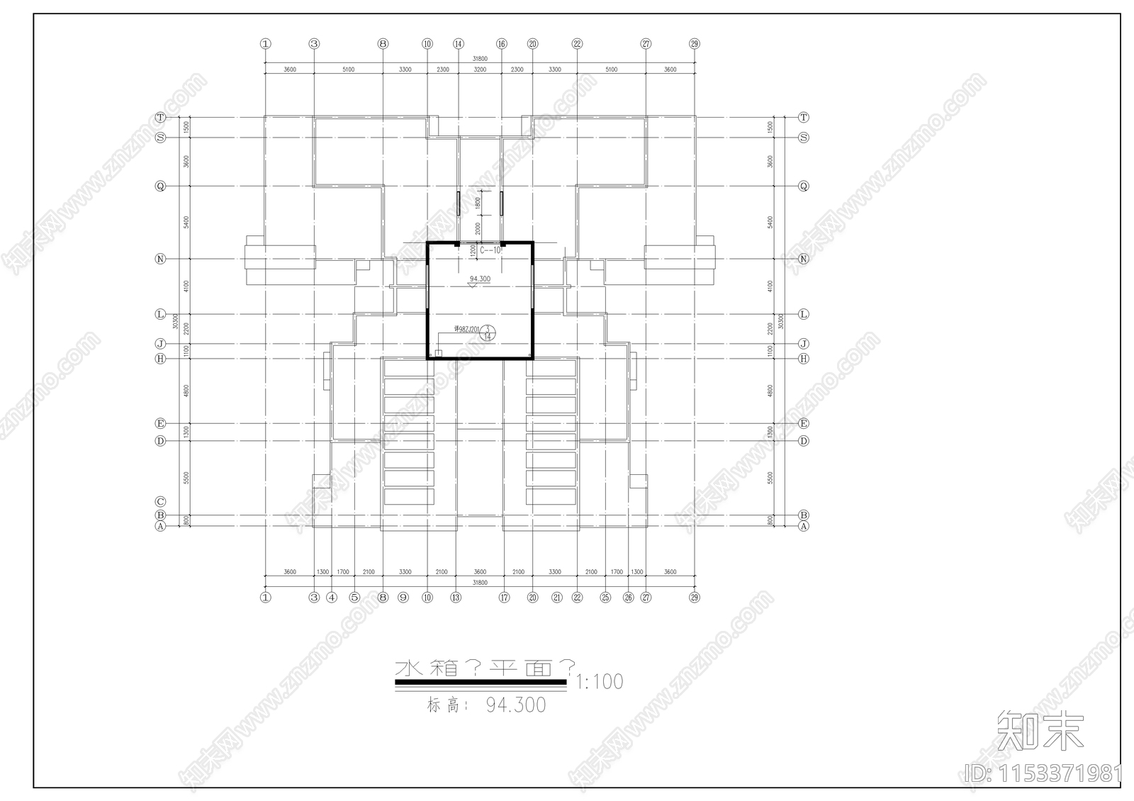 高层住宅楼cad施工图下载【ID:1153371981】