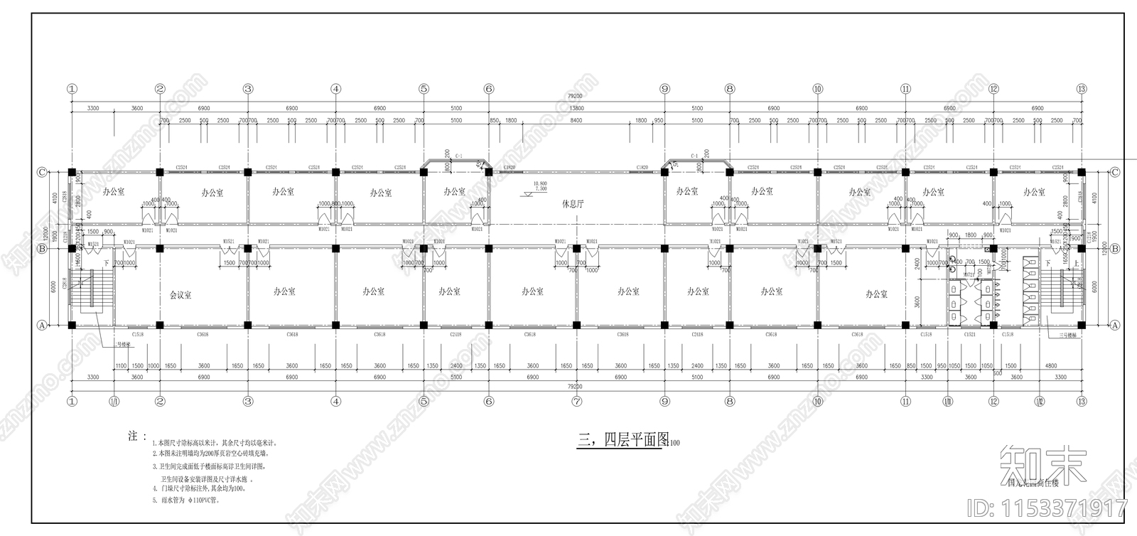 小区住宅cad施工图下载【ID:1153371917】