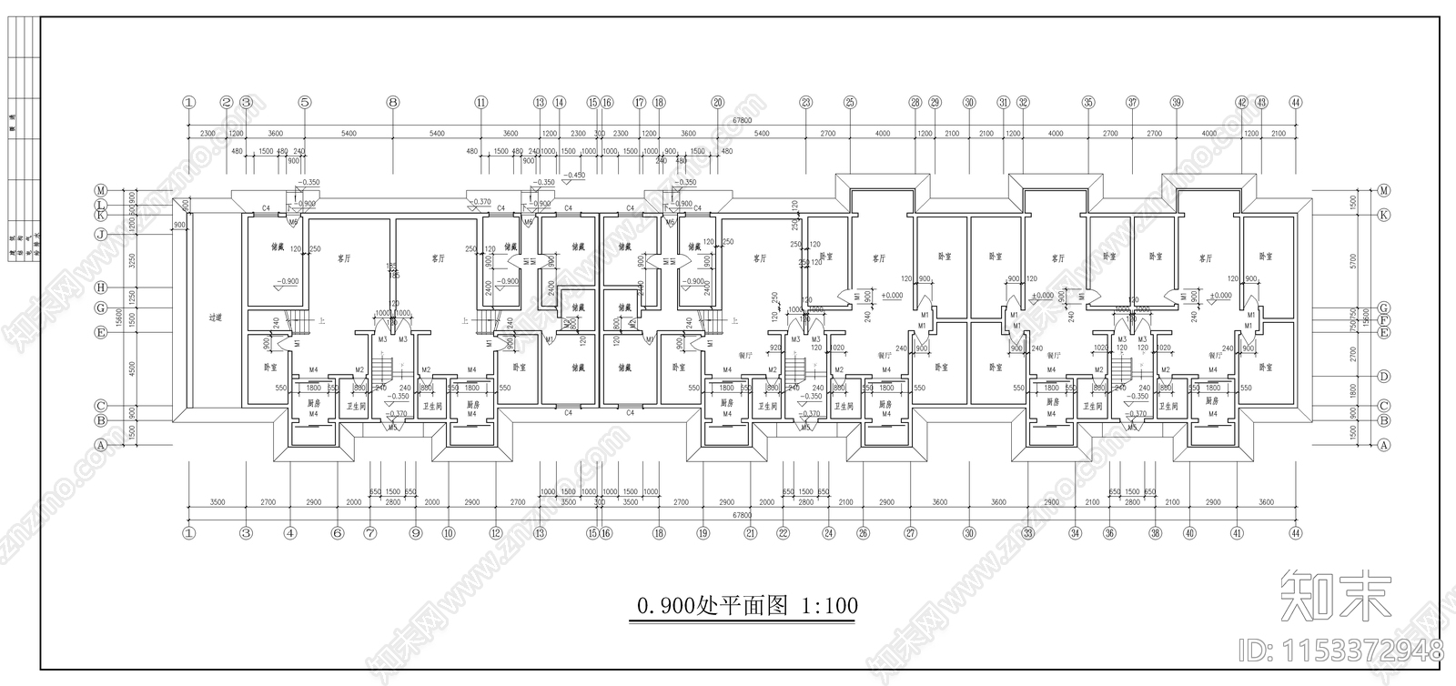 节能住宅楼建筑图cad施工图下载【ID:1153372948】