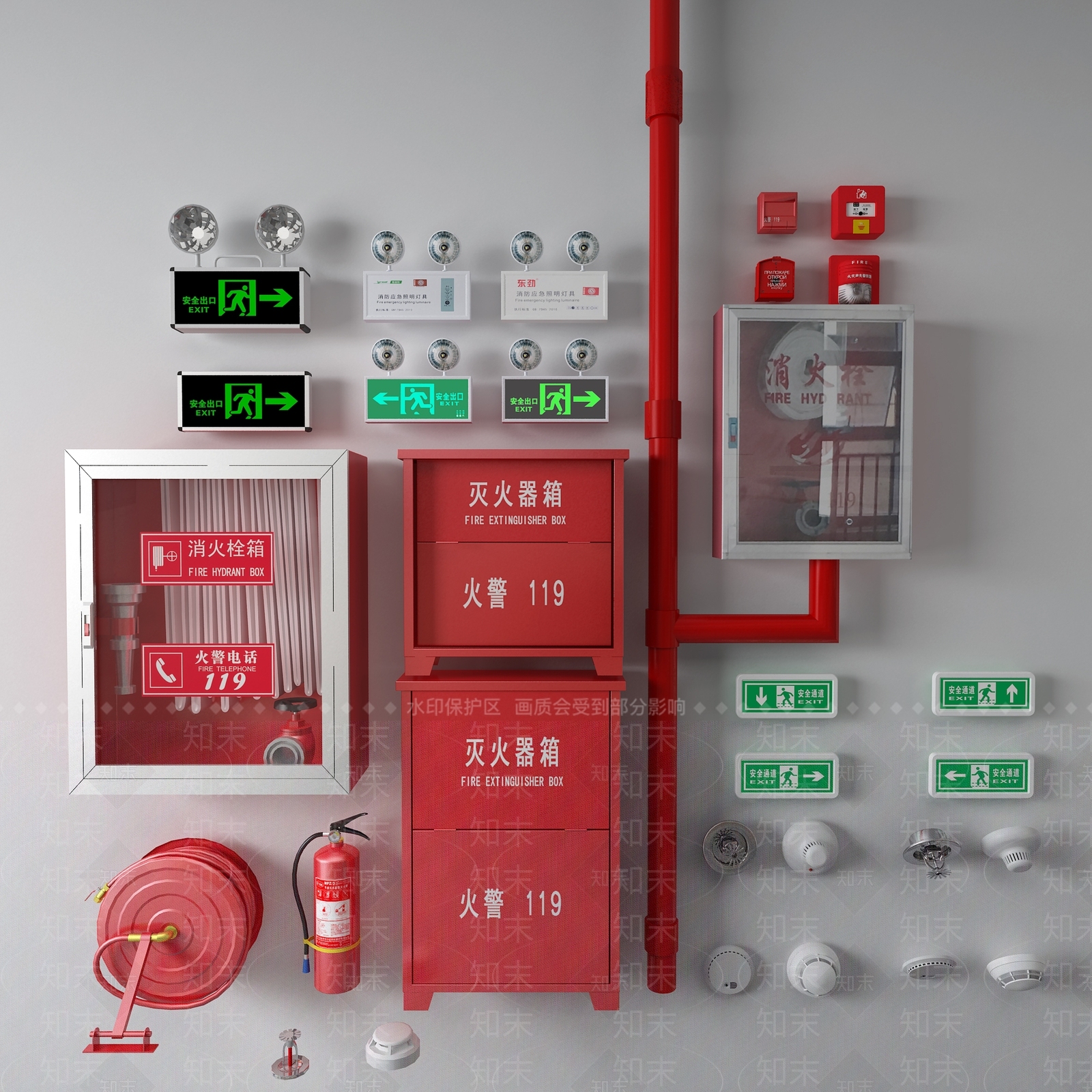 现代灭火消防喷3D模型下载【ID:1153391819】