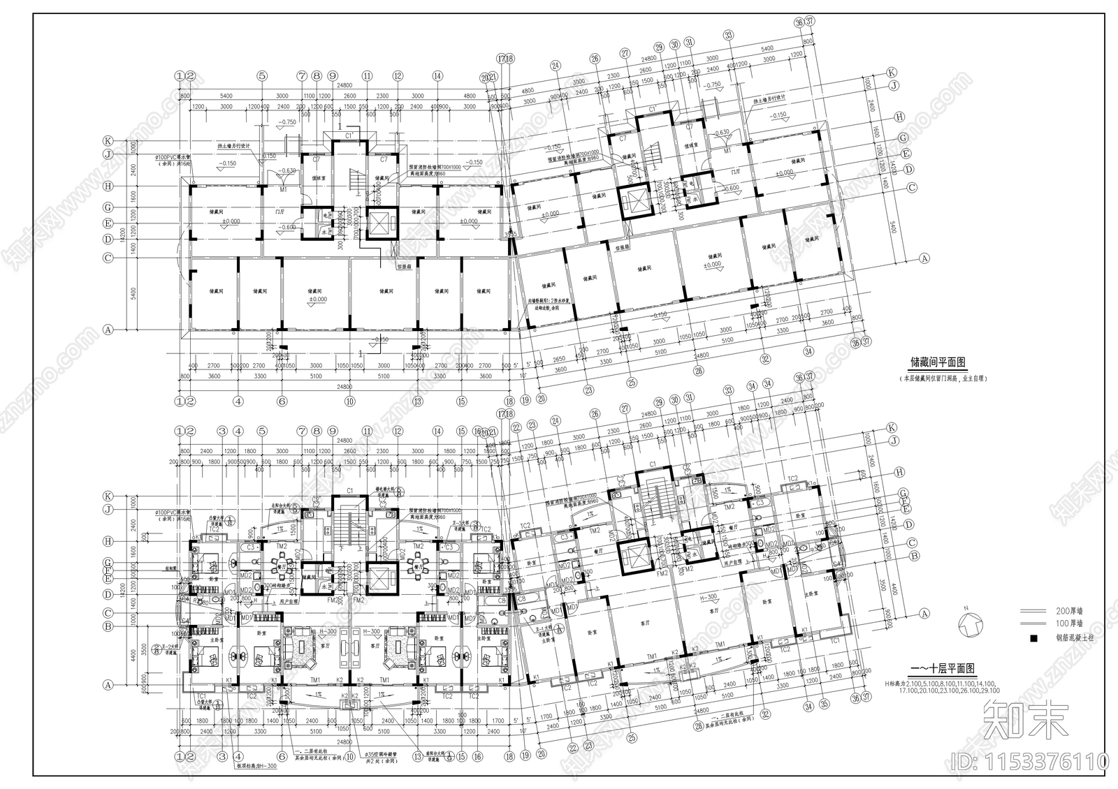 某高校小高层住宅cad施工图下载【ID:1153376110】