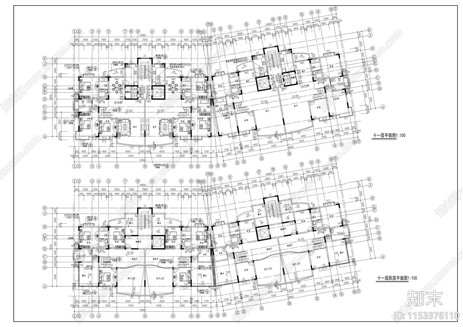 某高校小高层住宅cad施工图下载【ID:1153376110】