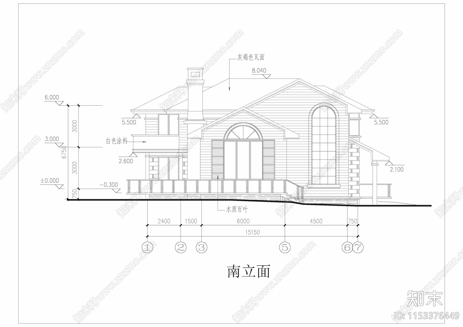 北欧风别墅设计图cad施工图下载【ID:1153376449】