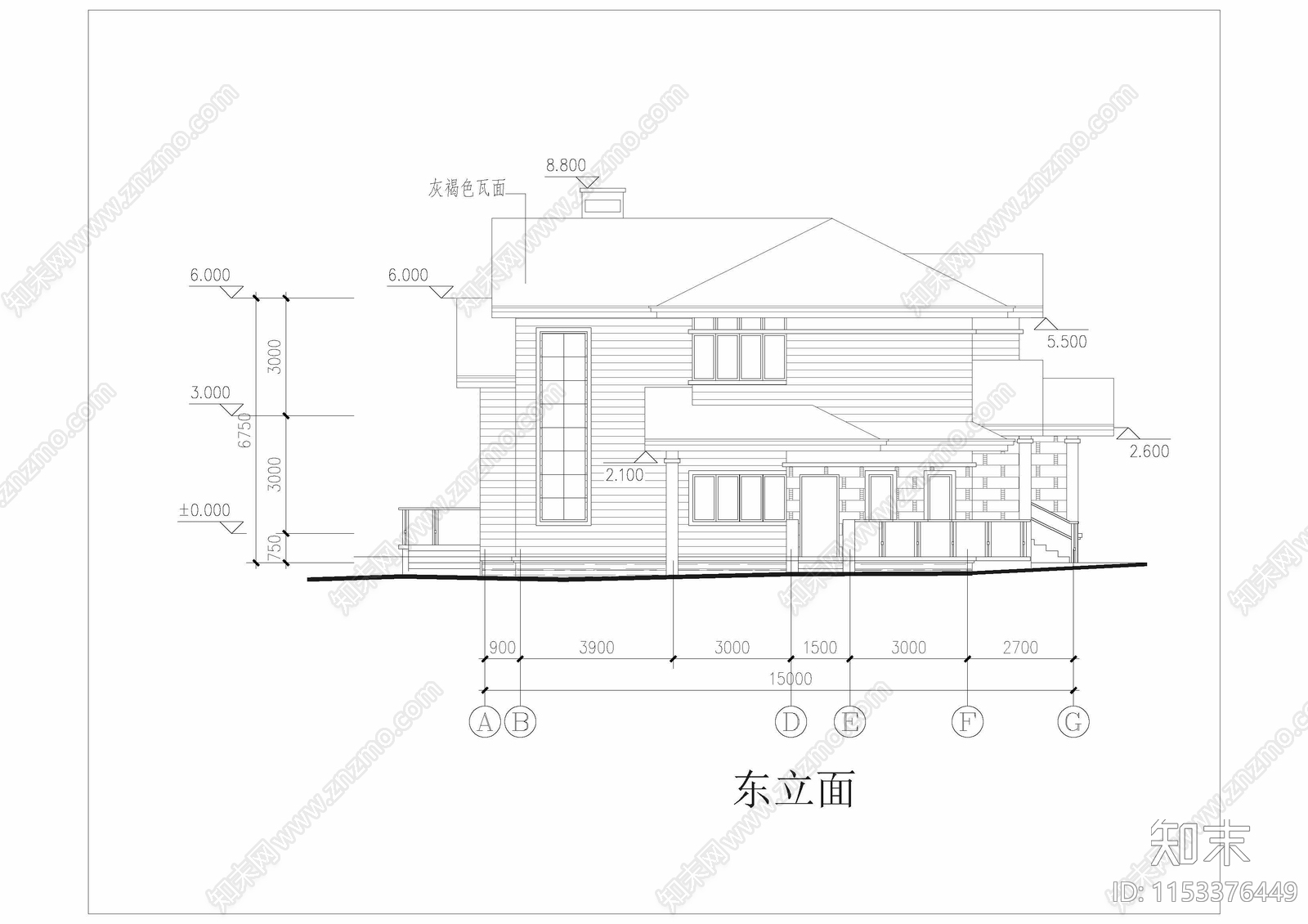 北欧风别墅设计图cad施工图下载【ID:1153376449】