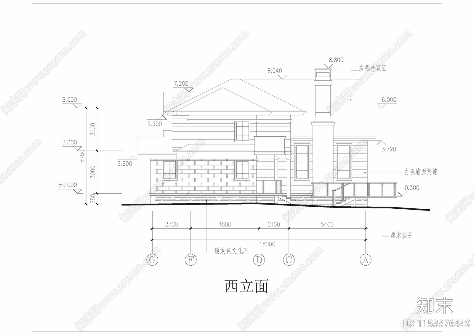 北欧风别墅设计图cad施工图下载【ID:1153376449】