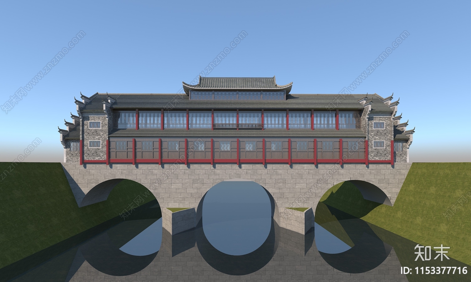 新中式桥3D模型下载【ID:1153377716】