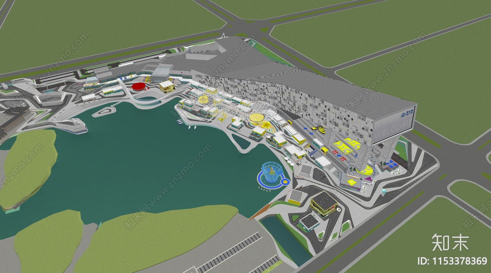 现代滨水景观SU模型下载【ID:1153378369】