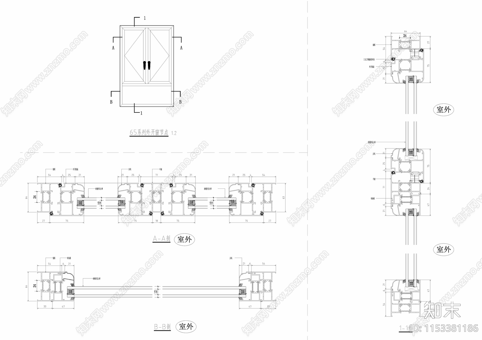 平开门cad施工图下载【ID:1153381186】