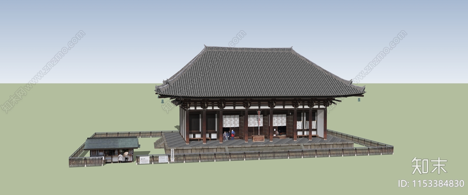 中式寺庙建筑SU模型下载【ID:1153384830】