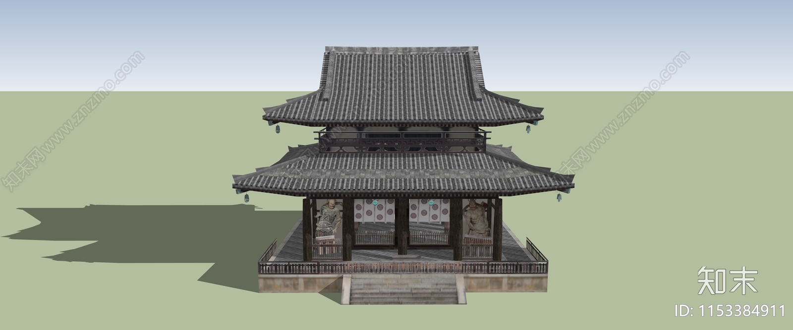 中式寺庙建筑SU模型下载【ID:1153384911】