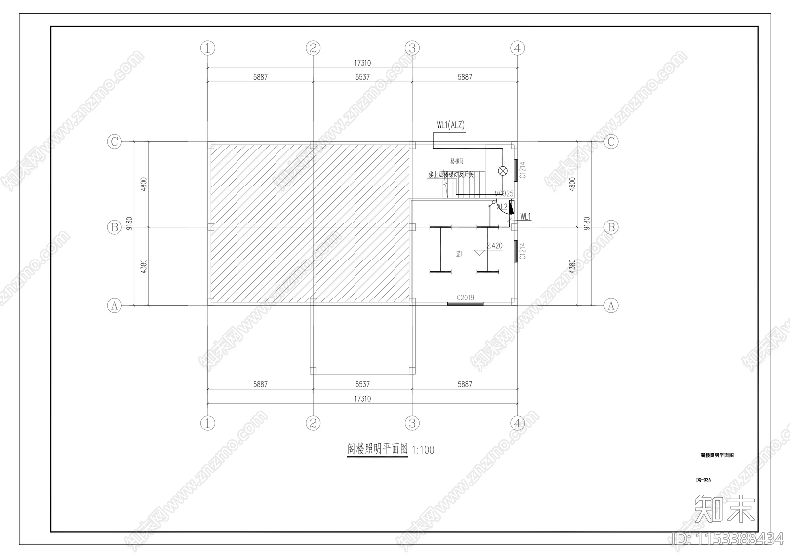 居家养老服务中心装修项目cad施工图下载【ID:1153388434】