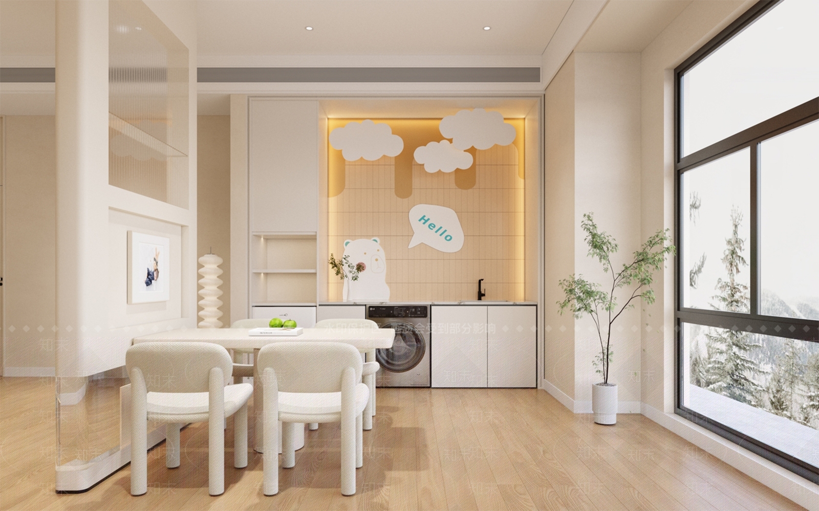 现代简约奶油风月子中心套房3D模型下载【ID:1153389524】