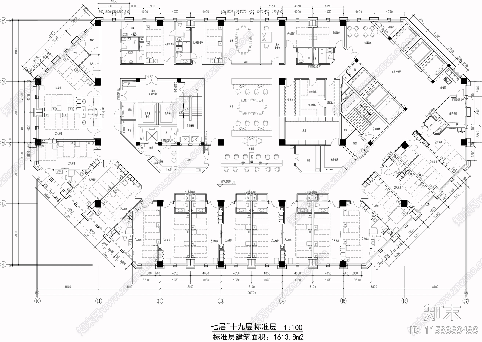 6万平市人民医院医疗综合楼cad施工图下载【ID:1153389439】