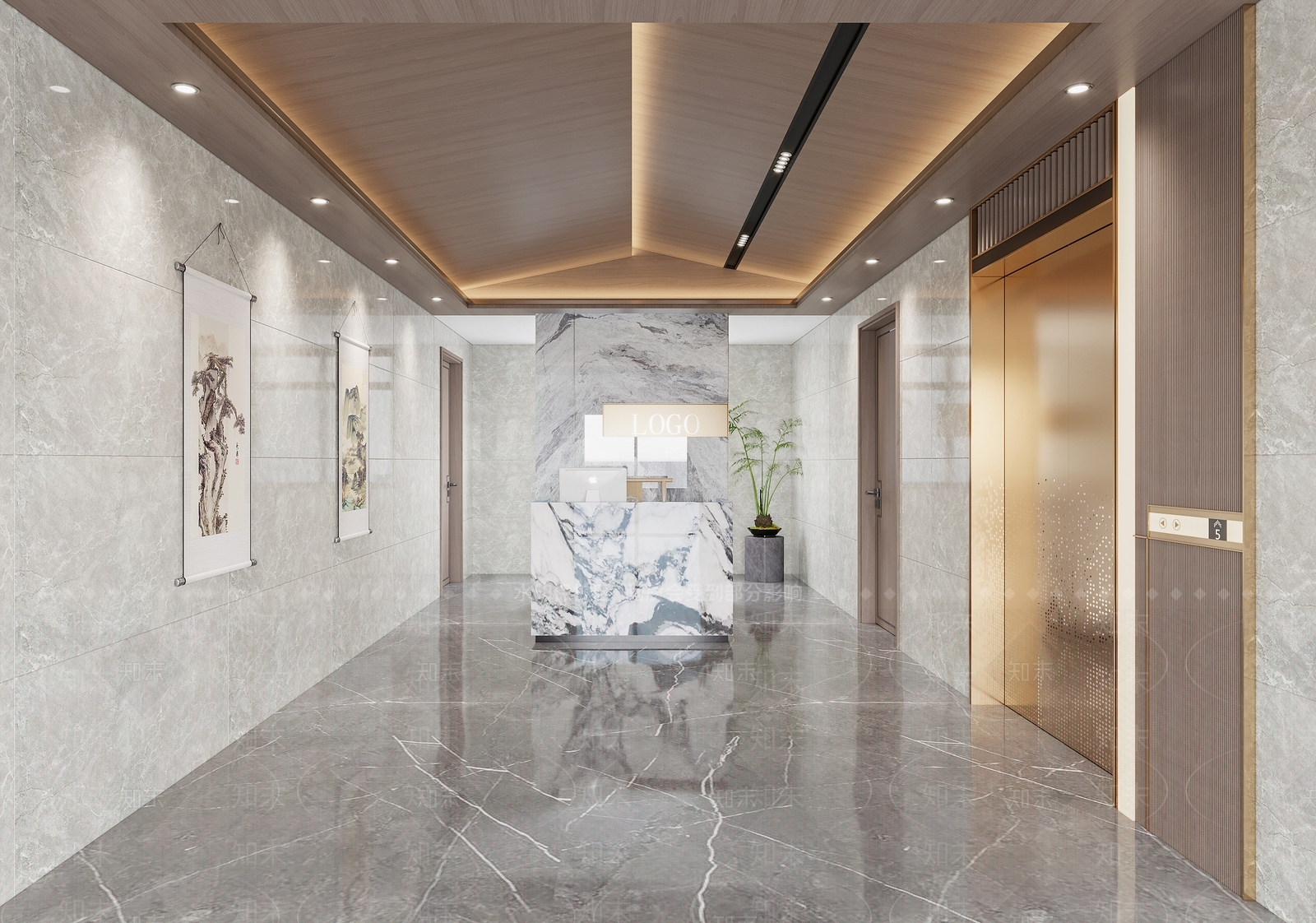现代前台3D模型下载【ID:1153395036】