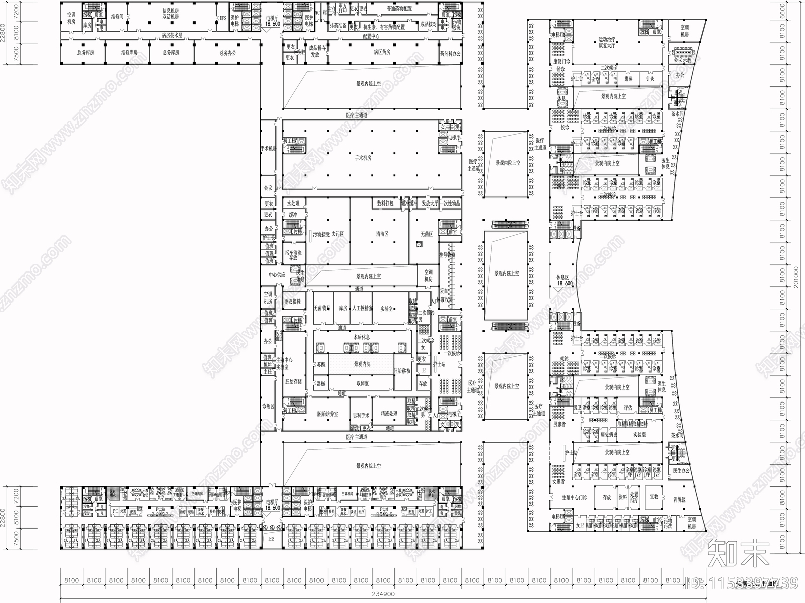 18万平市人民医院建筑cad施工图下载【ID:1153397739】