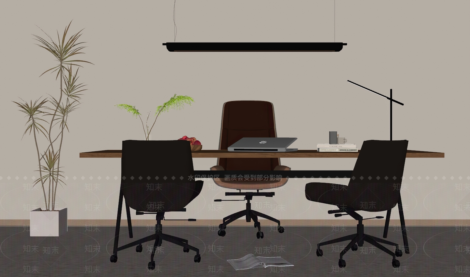 现代办公桌椅SU模型下载【ID:1153400240】