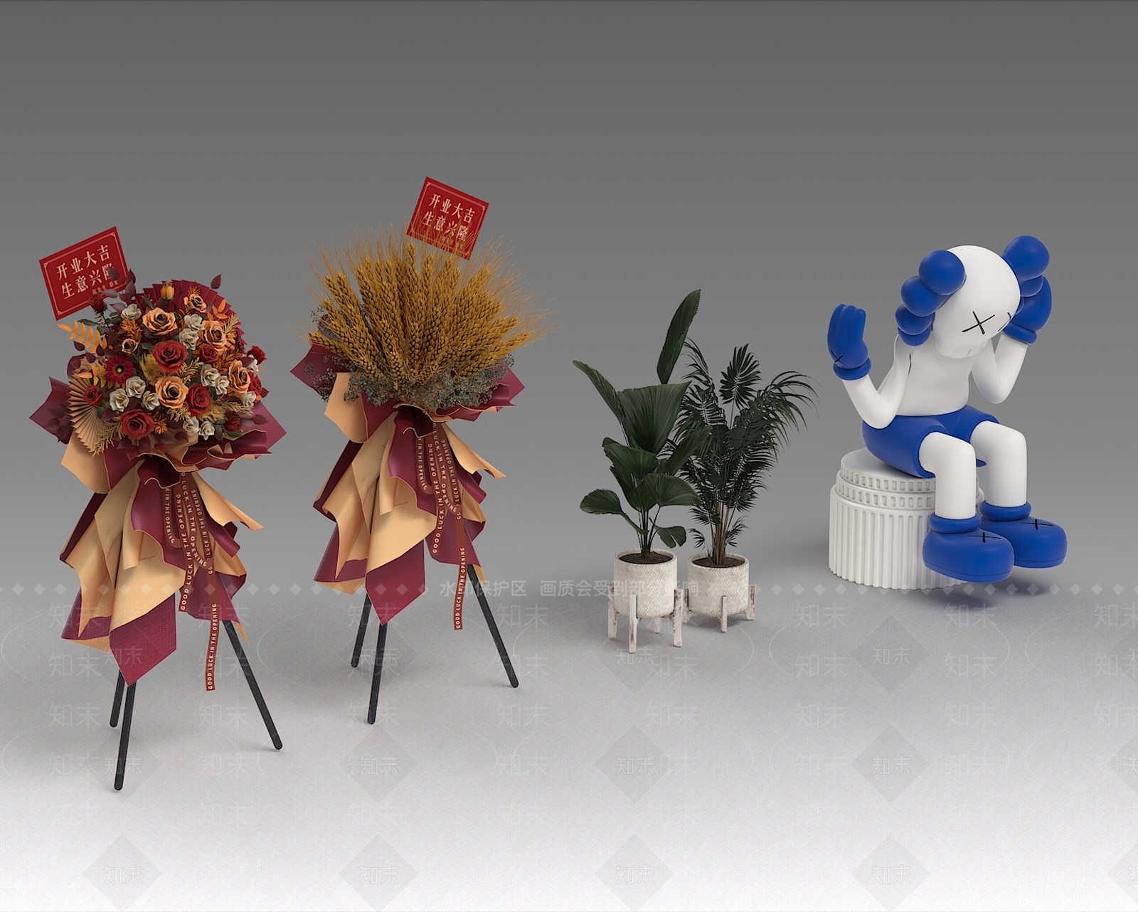 现代门头装饰摆件3D模型下载【ID:1153400409】