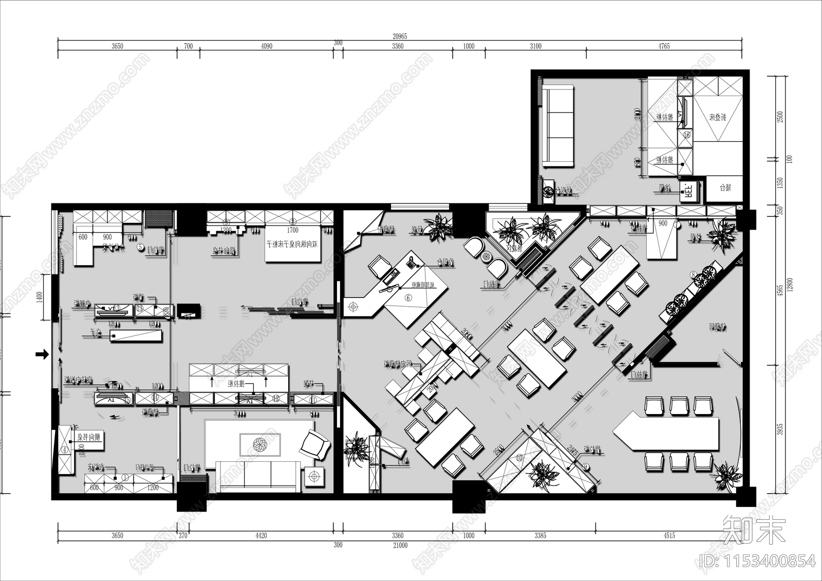 220㎡家居设计体验店平面布置图施工图下载【ID:1153400854】