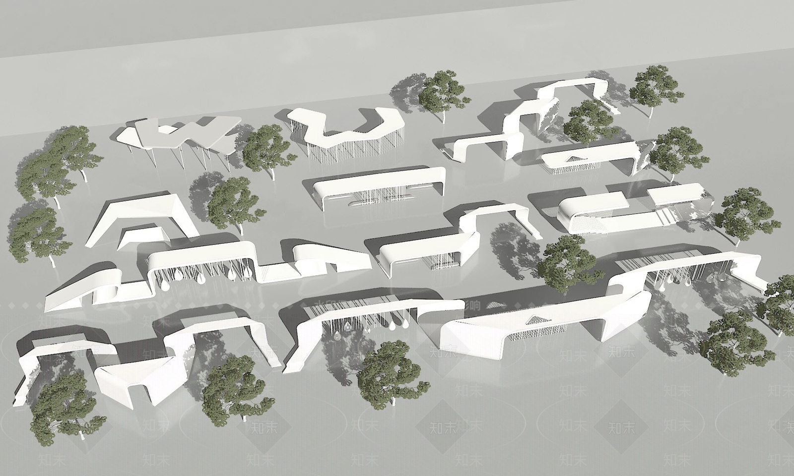 现代异形廊架3D模型下载【ID:1153401380】
