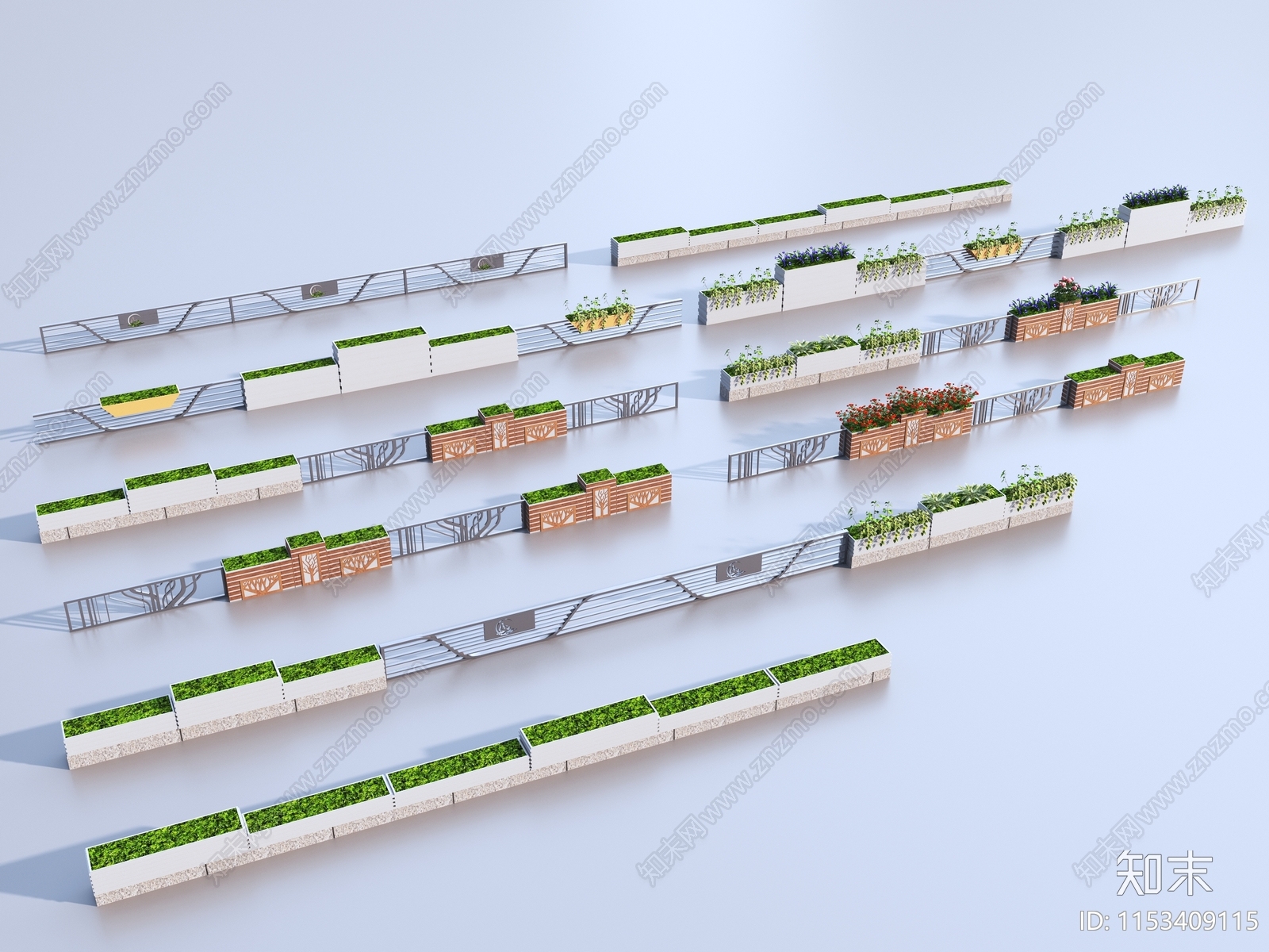 现代户外栏杆3D模型下载【ID:1153409115】