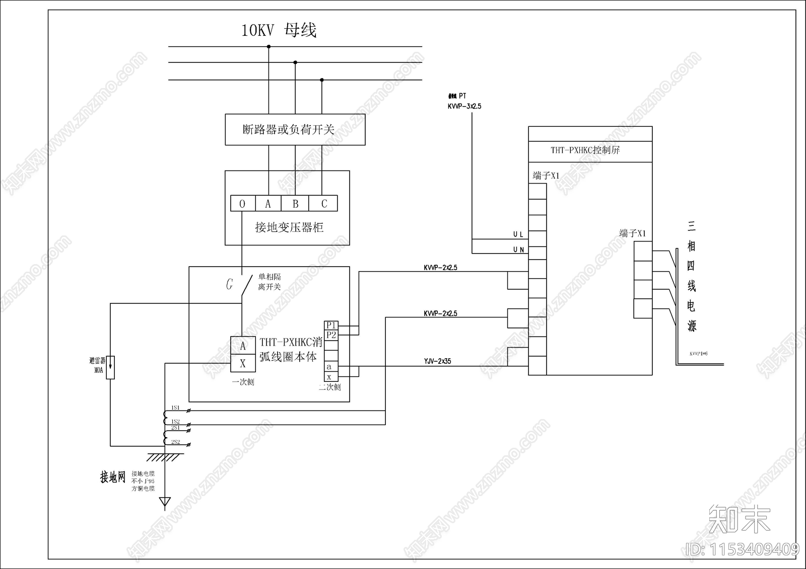 消弧装置接线图cad施工图下载【ID:1153409409】