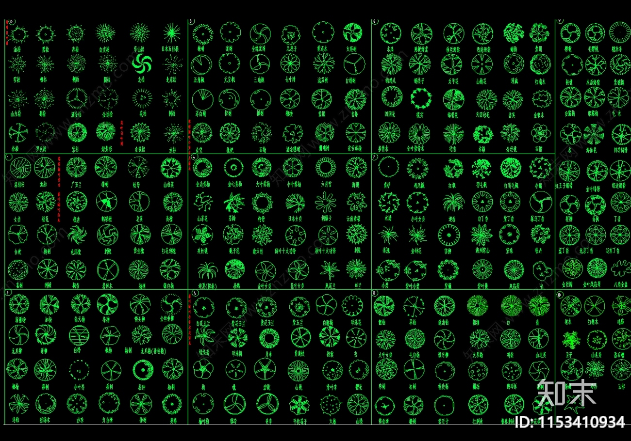 景观师必备465款植物图标图库施工图下载【ID:1153410934】