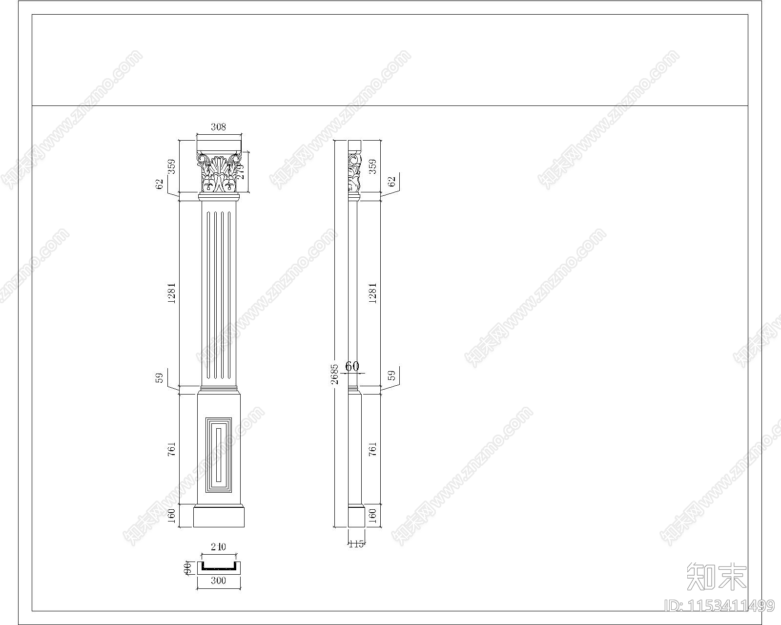 展厅形象区cad施工图下载【ID:1153411499】