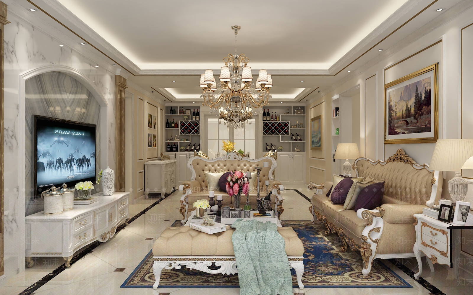 欧式古典客厅3D模型下载【ID:1153412056】