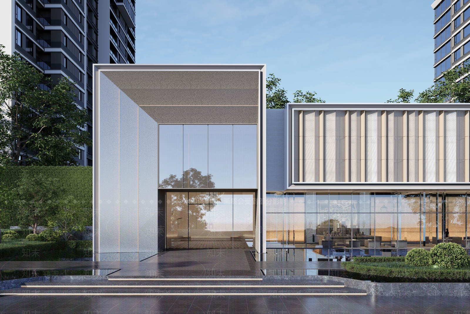 现代售楼处建筑SU模型下载【ID:1154927376】