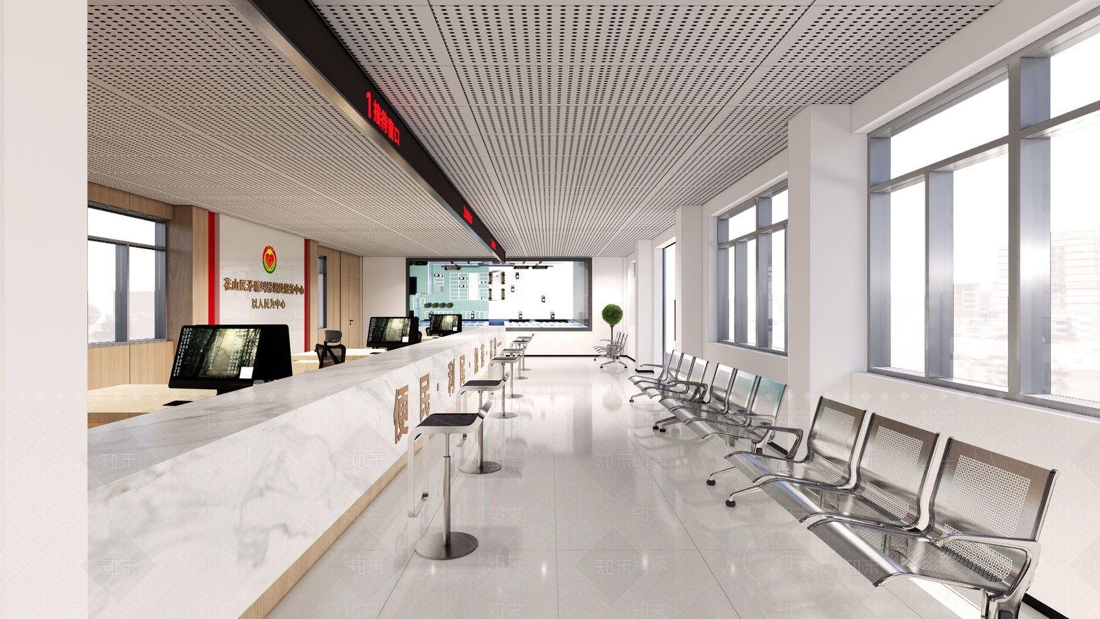 现代简约行政服务办事大厅SU模型下载【ID:1153418494】