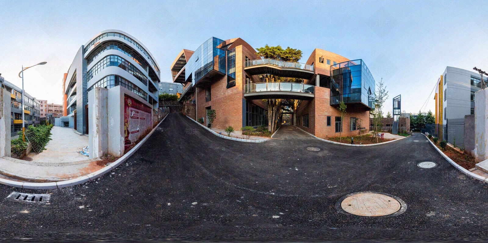 HDR户外小区晴天外景贴图下载【ID:1153418796】