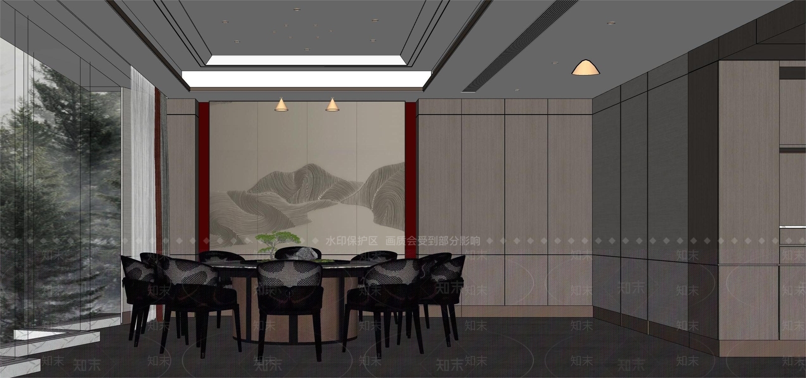 新中式餐厅包厢SU模型下载【ID:1153419207】