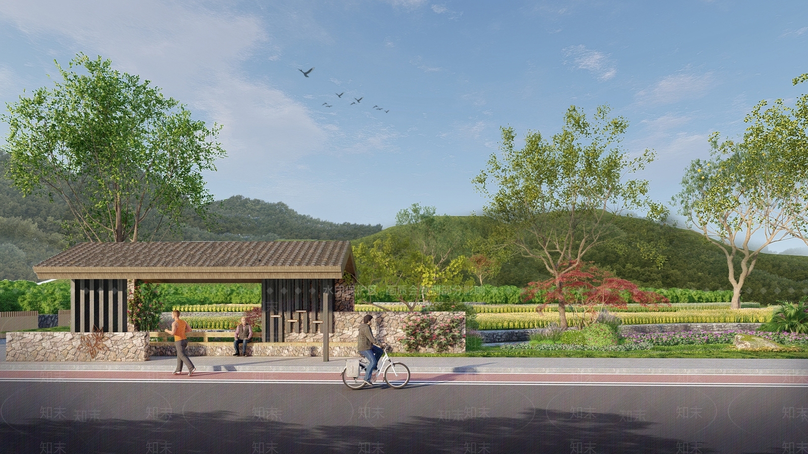 新中式公交车站SU模型下载【ID:1153717169】