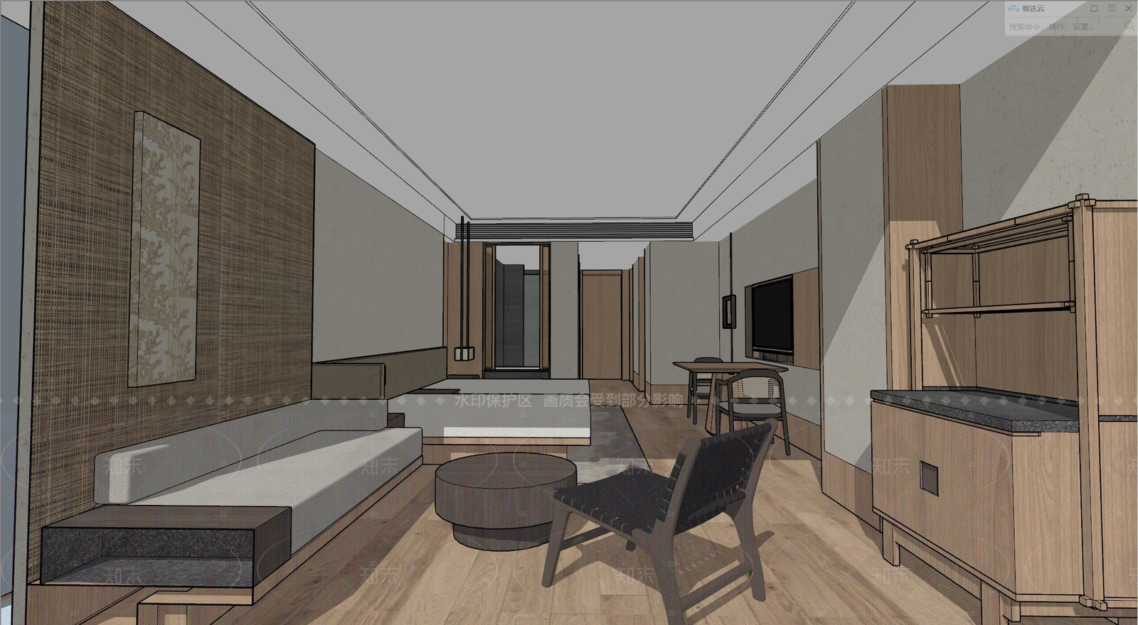 侘寂酒店客房SU模型下载【ID:1216065875】