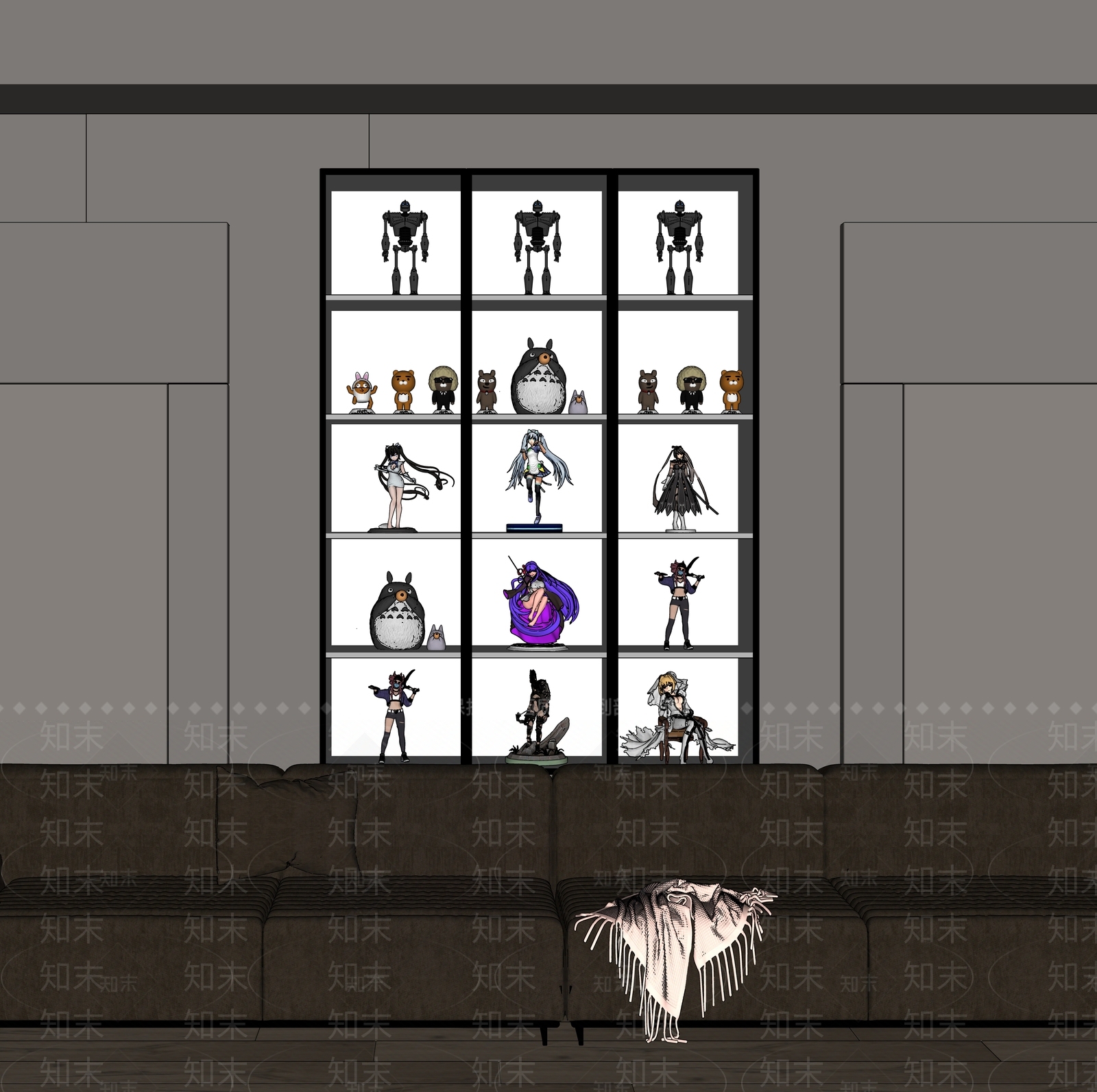 现代手办柜SU模型下载【ID:1153422839】