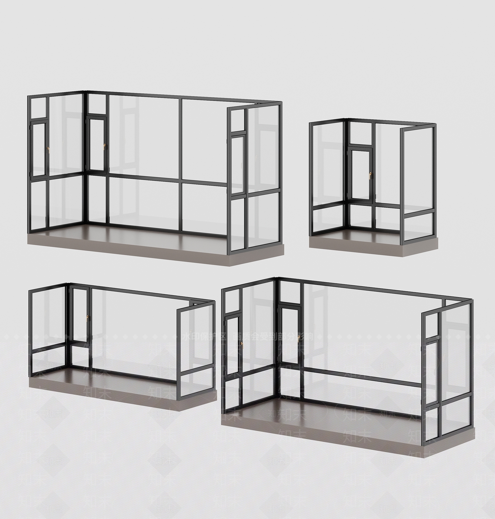 现代阳台落地窗3D模型下载【ID:1153423591】