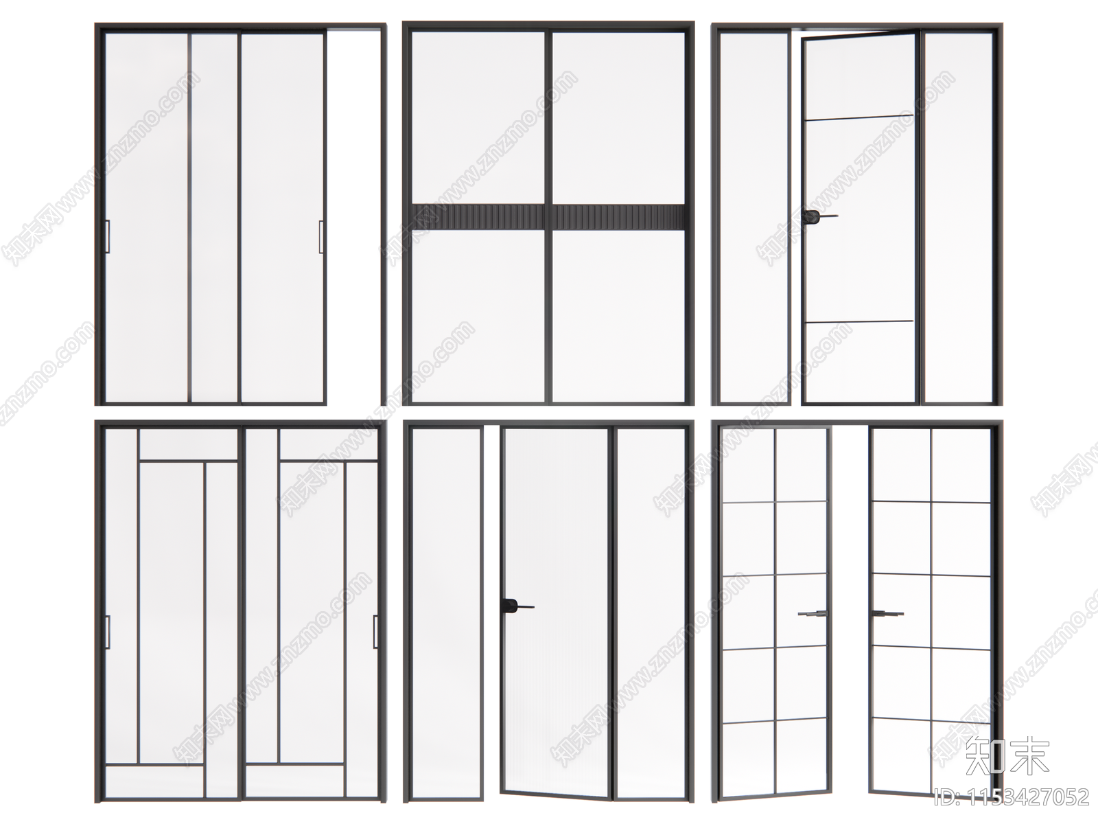 现代玻璃门SU模型下载【ID:1153427052】