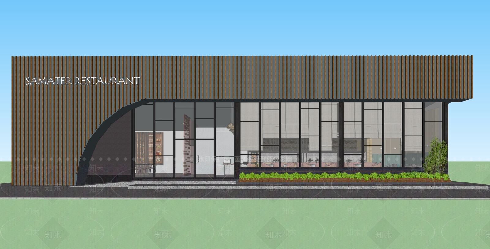 现代餐饮建筑SU模型下载【ID:1153428897】