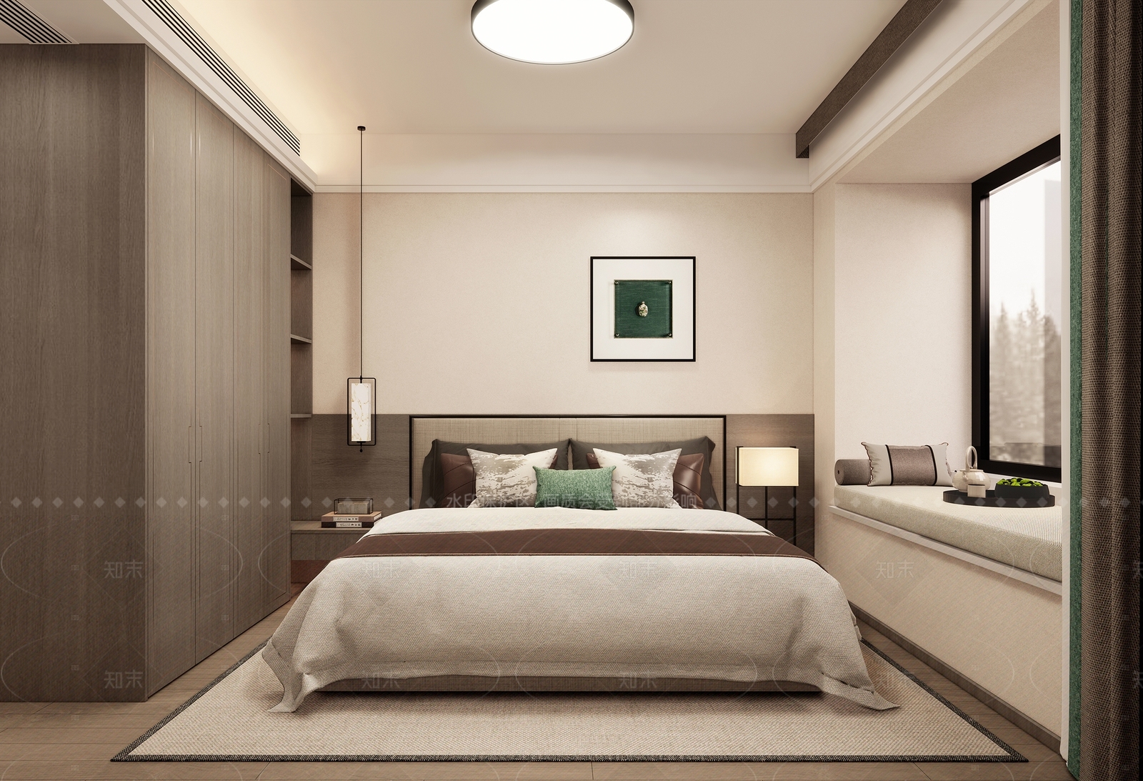 新中式家居卧室SU模型下载【ID:1216027333】