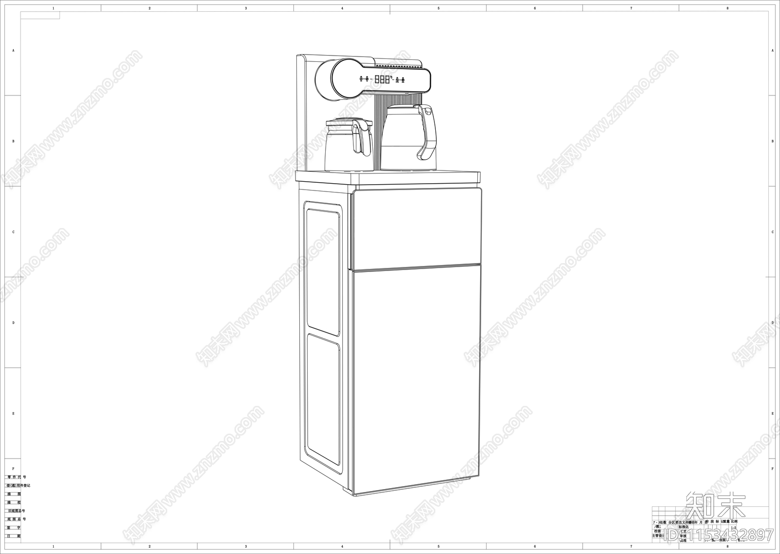 茶吧机制图cad施工图下载【ID:1153432897】