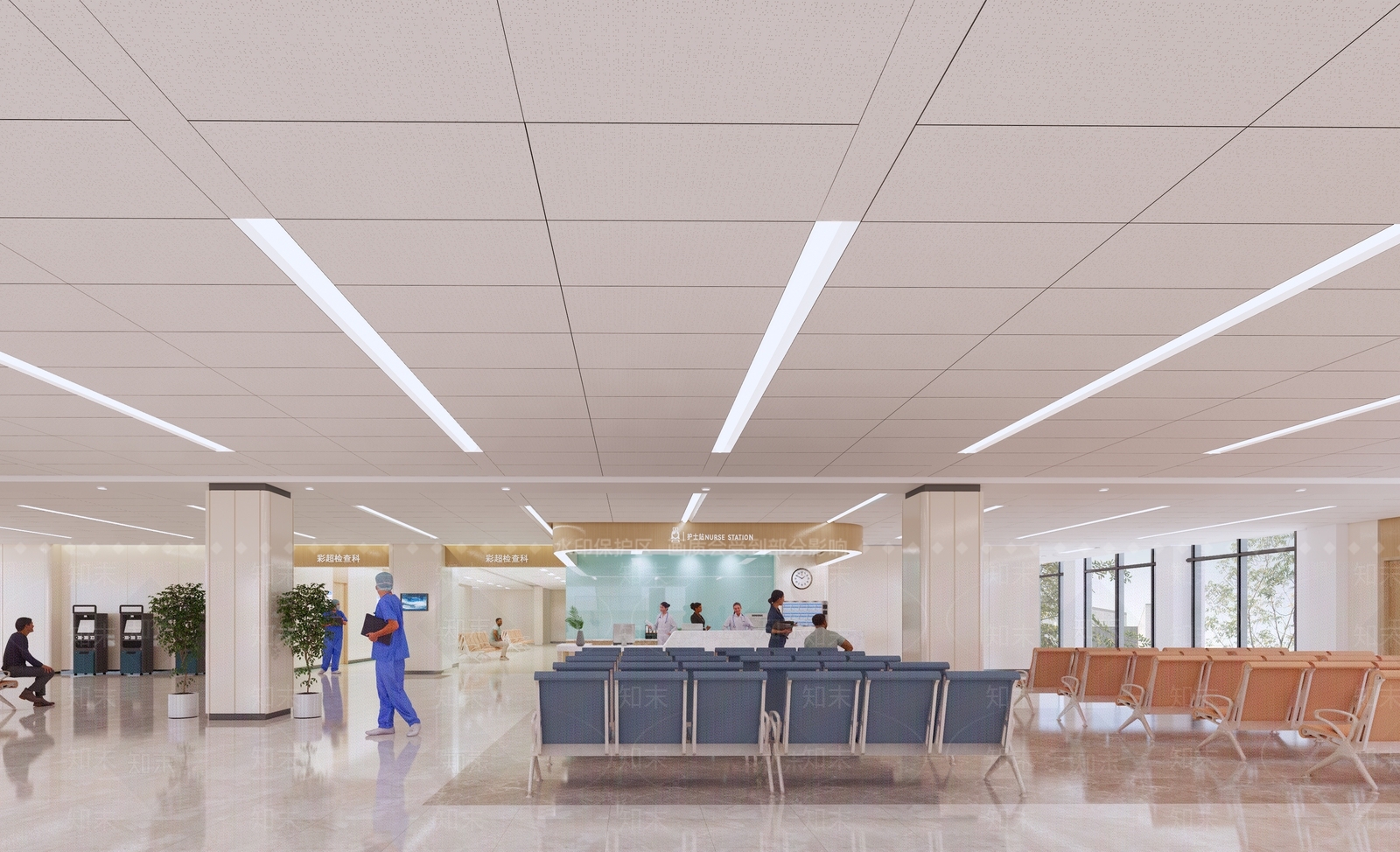 现代医院候诊大厅SU模型下载【ID:1153434072】