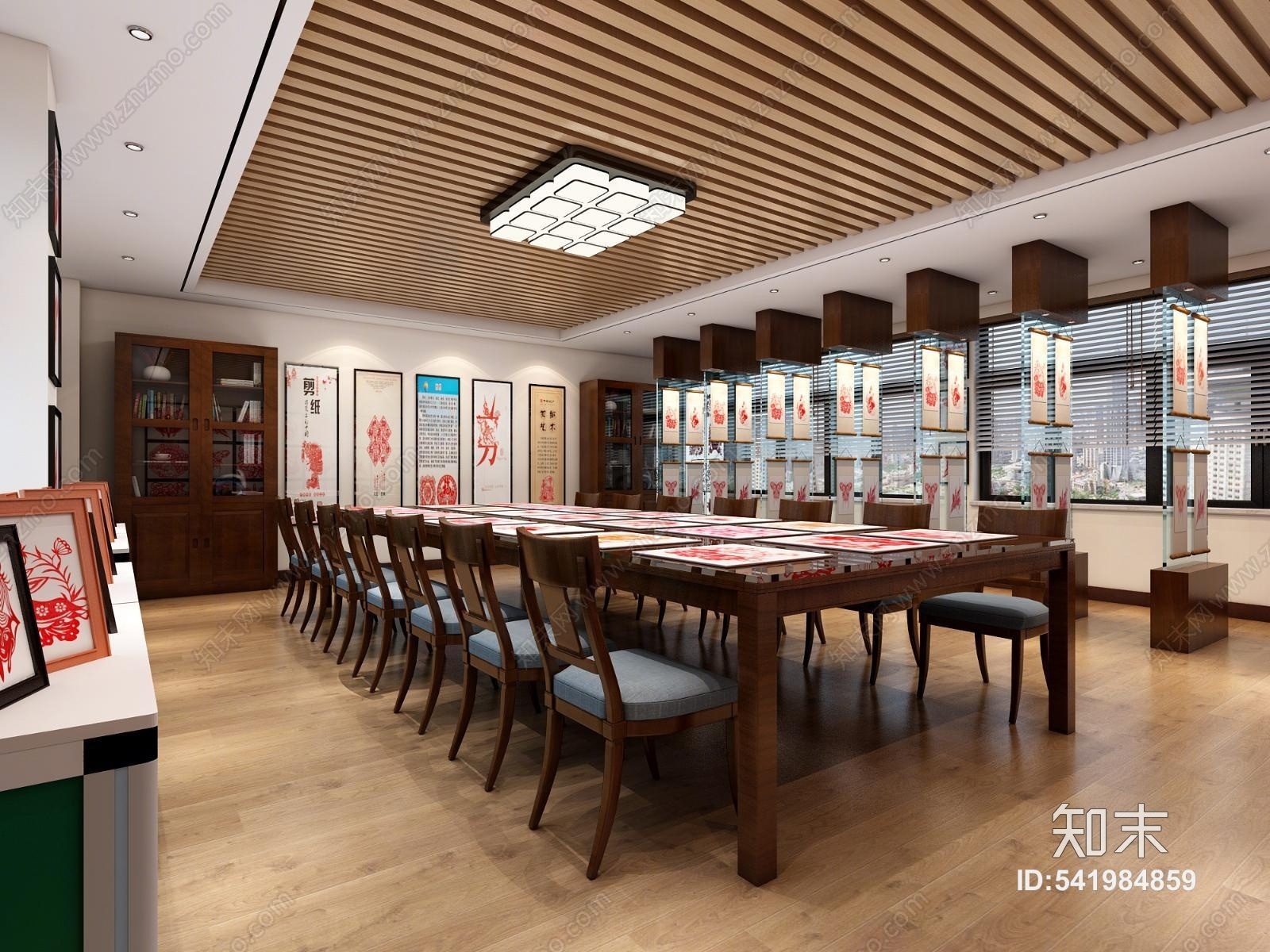 新中式剪纸窗花教室3D模型下载【ID:541984859】