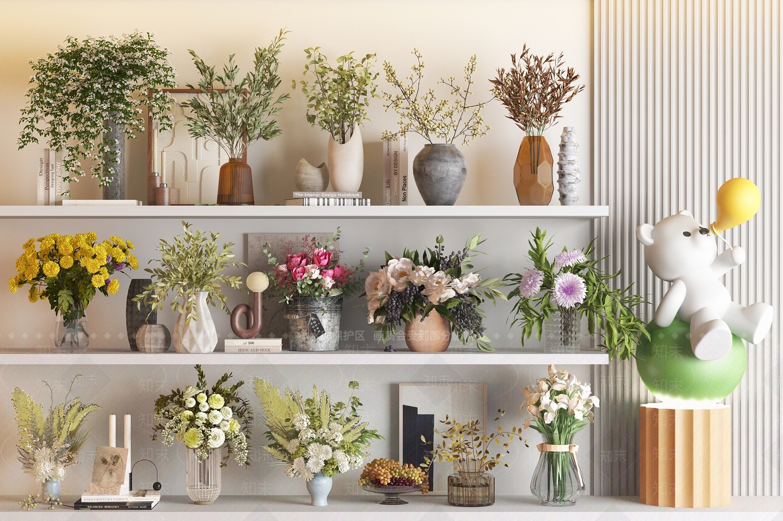 花瓶花卉组合3D模型下载【ID:1153437433】